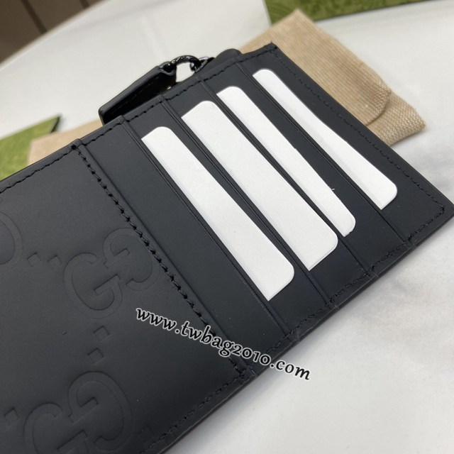 gucci專櫃2024早春系列原廠皮錢包錢夾 古馳GG橡膠效果卡片夾卡包 jcp1521